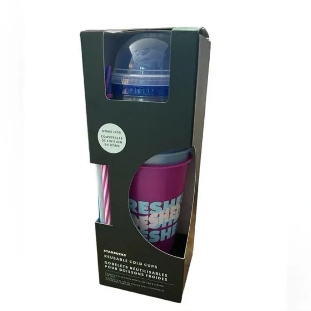 Starbucks Pink and Blue Reusable Cold Cups! 5 Pack!